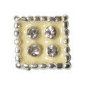 Pieadra Jewel Square Button Silver 2pc Yellow x Crystal