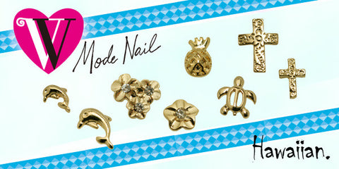 Mode Nail Nail on Jewely J02-HGOB Hawaiian Pulmeria Gold-3 2pcs