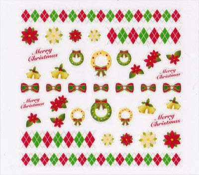 Pieadra Nail Sticker Red & Green Christmas 1sheet