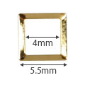 Pieadra Outlined Square Gold 4mm 50pcs
