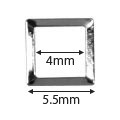 Pieadra Outlined Square Silver 4mm 50pcs
